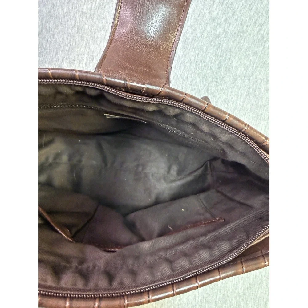 COLDWATER CREEK Brown Faux Leather Shoulder Bag, Woven/Textured Look!